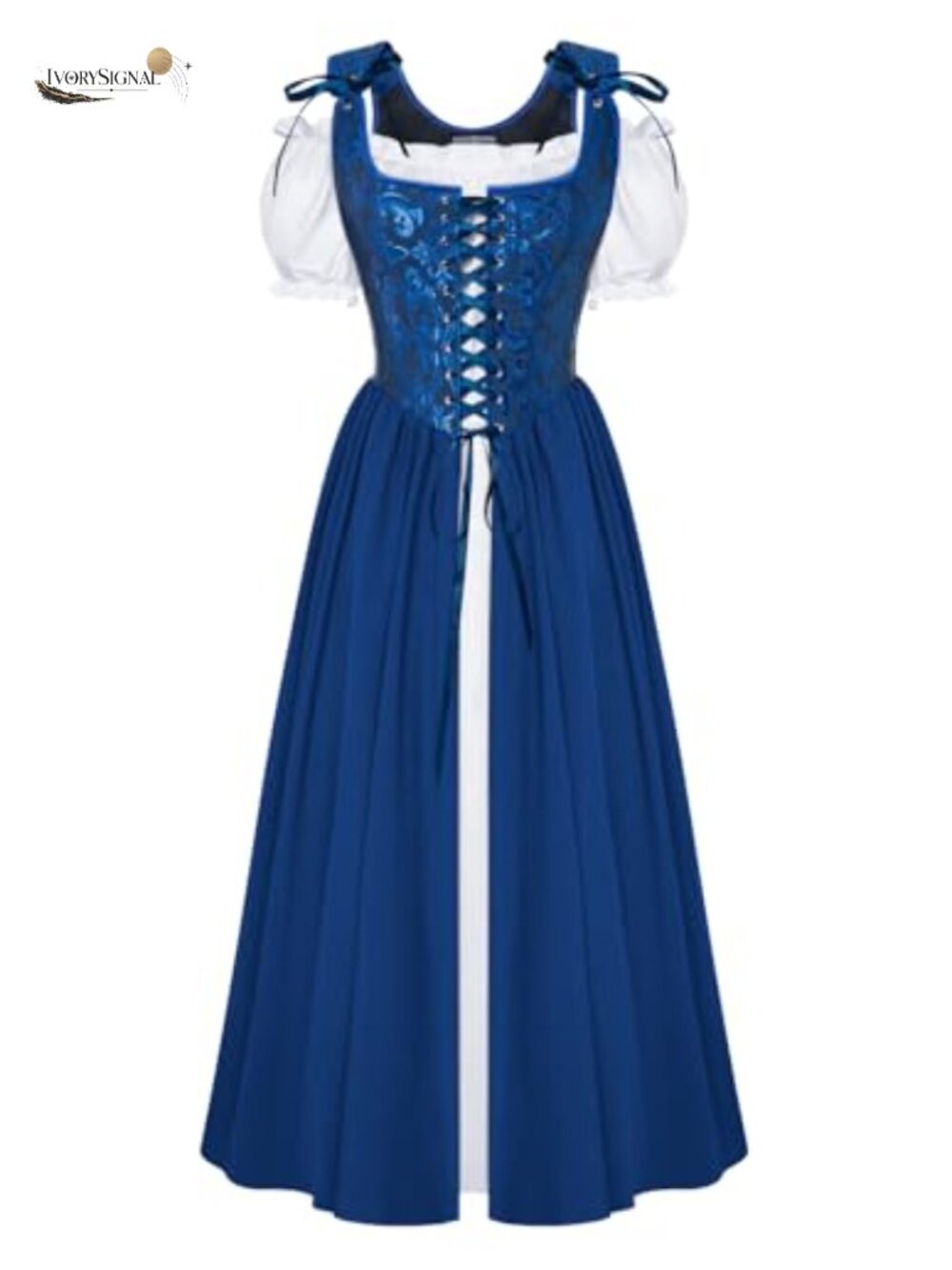 Renaissance Corset Dress Set Off-Shoulder Puff Sleeve Medieval Cosplay Costume
